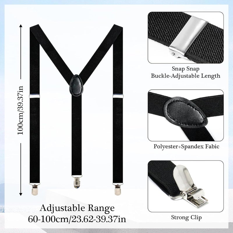 GZJINYUAN 4Pcs Kids Boys Suspenders Bowtie Set with Black Glasses Newsboy Cap for Boy Girl Wedding 100 Days of School Costume - Image 2